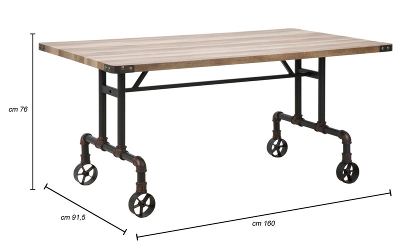 Tavolo da Pranzo Manhattan 160x91,5x76 cm in Ferro e MDF-9