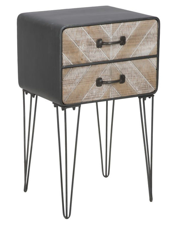 acquista Mobiletto 2 Cassetti Oklahoma 41x34,5x70 cm in Ferro e MDF Marrone e Nero