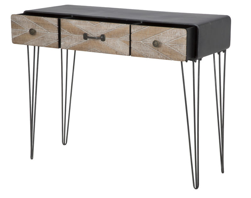 Console Oklahoma 100x38,5x80 cm in Ferro e MDF Marrone e Nero-4