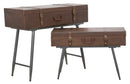 Console Travel Coppia con Contenitore 90x40x78,5-80x35x53,5 cm Legno e Ferro e PU Marrone-2