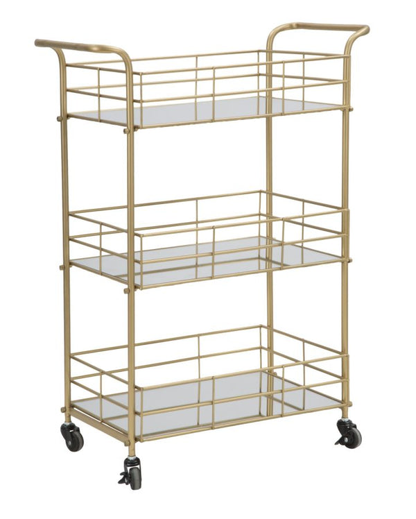 prezzo Carrello Glam Rettangolare 60x30,5x80 cm in Ferro e Vetro Oro