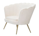 Divanetto Vienna Crema 130x74x84 cm Spugna e Tessuto e Metallo Bianco e Oro-3