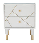 Comodino Luxy 45x40x51 cm in Legno e MDF e in Ferro Bianco e Oro-2