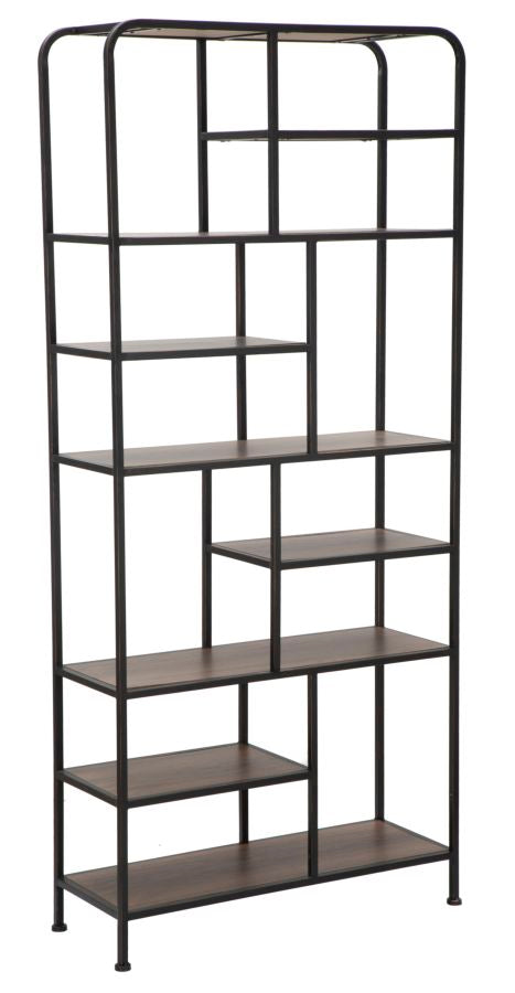 Libreria Essential 80x30x180 cm in Ferro e MDF Nero e Marrone-1