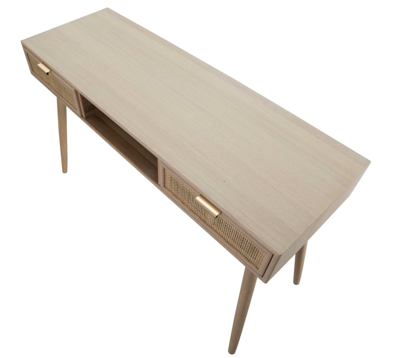 Console Paglia di Vienna 120x42x77 cm MDF e Impiallacciatura di frassino Marrone-6