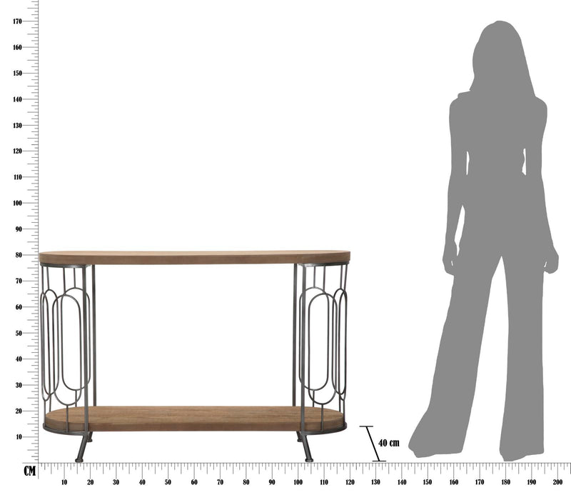 Console New Mexico 120x40x80 cm in Ferro e MDF Marrone e Grigio-9