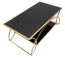 Tavolo da Caffé Sunshine 110x60x45 cm in Ferro e Specchio Oro e Nero-3