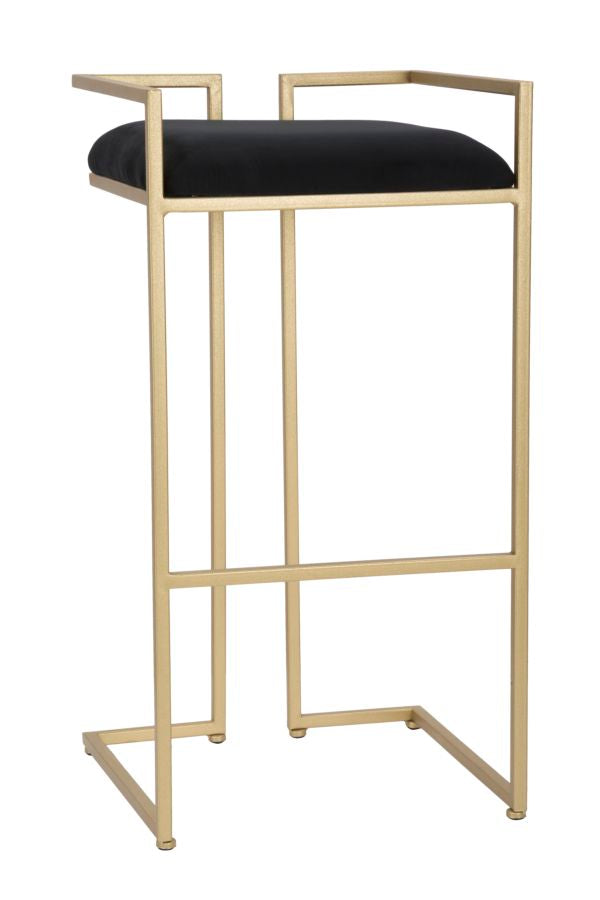 Sgabello Bar Obix 42x42x81 cm in Ferro e MDF e Spugna e Poliestere Oro e Nero-1