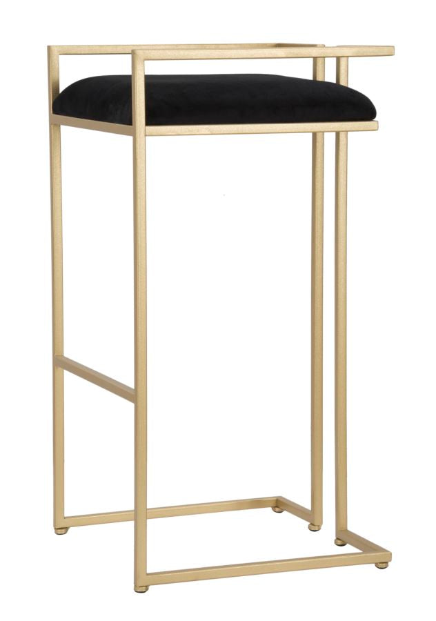 Sgabello Bar Obix 42x42x81 cm in Ferro e MDF e Spugna e Poliestere Oro e Nero-3