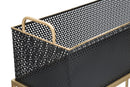 Porta Vasi Fashion Rettangolare Coppia 60x23x73,5-51x20x64 cm in Ferro Nero e Oro-5