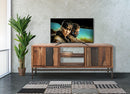 Porta Tv Yellowstone 145x40x60 cm in Legno di Acacia e Ferro Marrone e Nero-8