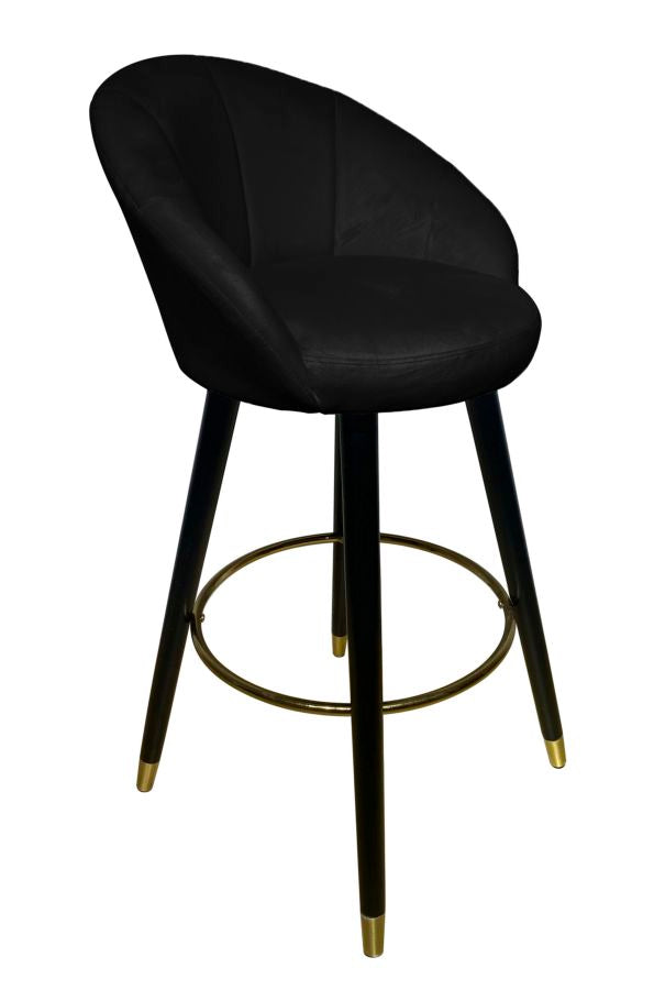 Sgabello Bar Prague Nero 55x56x104 cm Legno e Spugna Nero e Oro prezzo