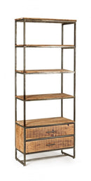 Libreria 4 Ripiani 2 Cassetti 73x35x190h cm Elmer -1