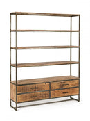 Libreria 4 Ripiani 4 Cassetti 145x35x190h cm Elmer -1