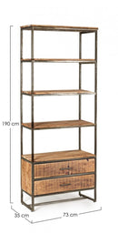 Libreria 4 Ripiani 2 Cassetti 73x35x190h cm Elmer -2