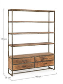 Libreria 4 Ripiani 4 Cassetti 145x35x190h cm Elmer -2