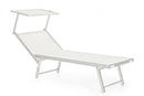 Set 2 Lettini Prendisole da Giardino 71x186x106,5h cm Cross con Tettuccio Text Bianco -2