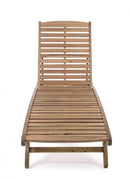 Lettino Prendisole da Giardino 195x66x34-65,5h cm con Ruote in Legno Noemi -3