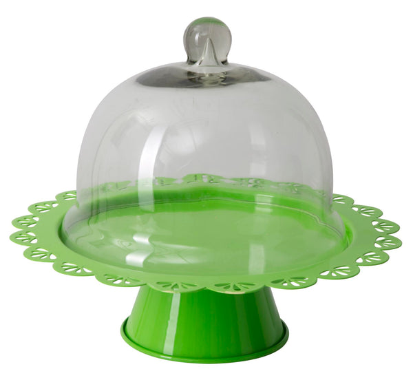 prezzo Porta Dolci Fan Verde Ø27,5x22,5 cm in Ferro e Vetro Verde