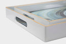 Svuota Tasche Bianco Marble Coppia 40x30x4-35x25x3,5 cm Plastica Bianco e Multicolor-7