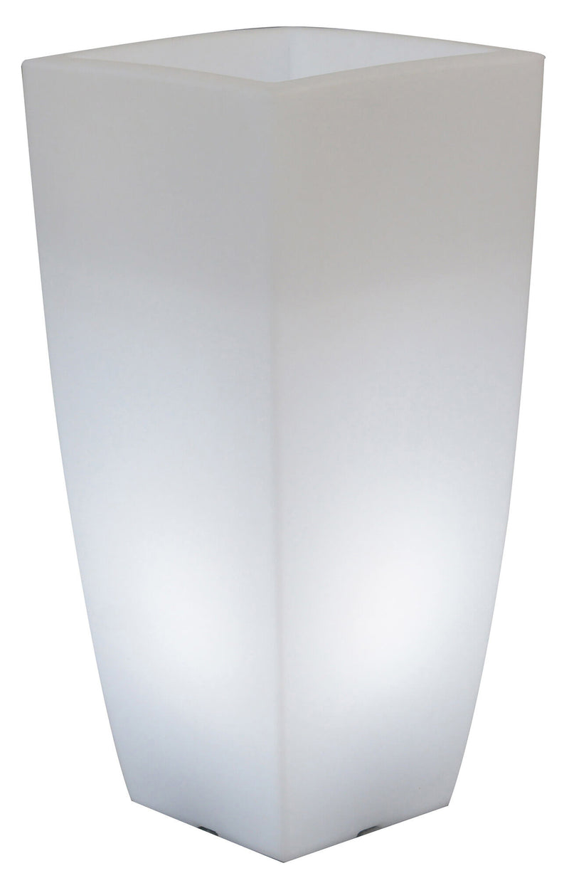 Vaso Luminoso Quadrato 33x33x70 cm Bauer Home Light Ghiaccio e Bianco-1