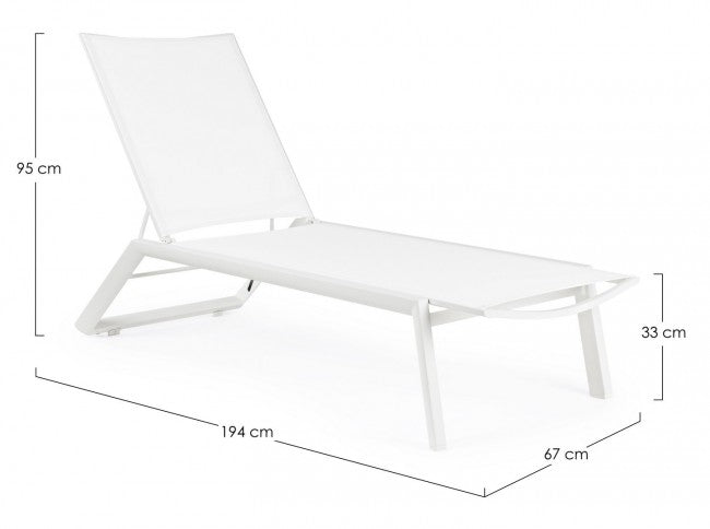 Set 4 Lettini Prendisole da Giardino 67x194x95h cm Cruise con Ruote Bianco -3