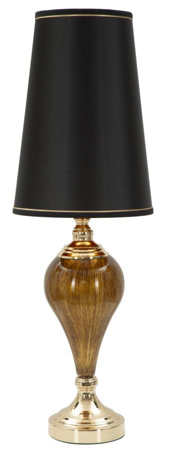 Lampada da Tavolo Fashion Glam Ø27x81 cm in Ferro Plastica e Poliestere Nero e Oro-1