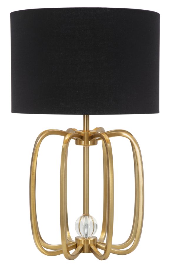 Lampada da Tavolo Glam Ball Ø38x62 cm in Ferro Plastica e Poliestere Nero e Oro-1