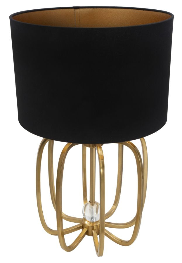 Lampada da Tavolo Glam Ball Ø38x62 cm in Ferro Plastica e Poliestere Nero e Oro-2