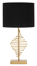 Lampada da Tavolo Glam Sticky Ø34x65 cm in Ferro Plastica e Poliestere Nero e Oro-1