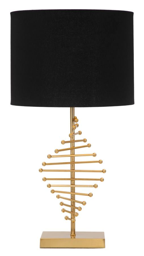 Lampada da Tavolo Glam Sticky Ø34x65 cm in Ferro Plastica e Poliestere Nero e Oro-1