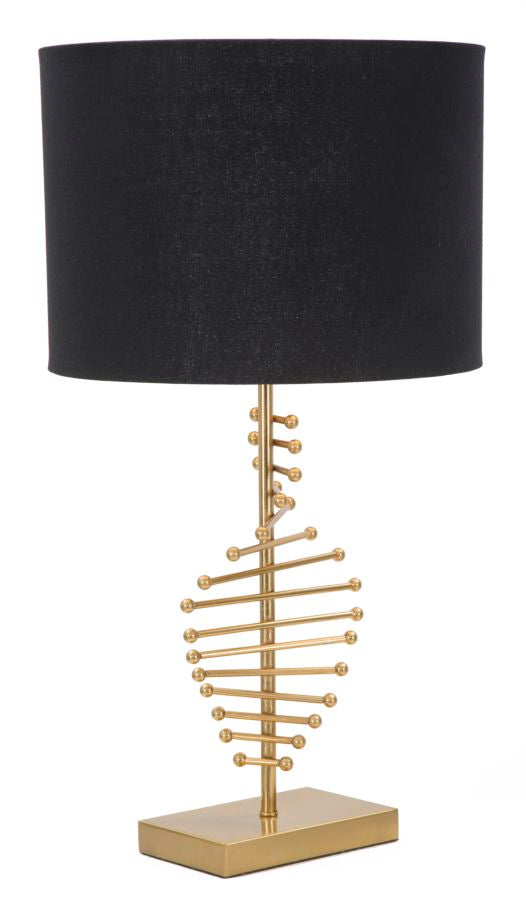 Lampada da Tavolo Glam Sticky Ø34x65 cm in Ferro Plastica e Poliestere Nero e Oro-2