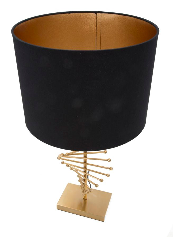 Lampada da Tavolo Glam Sticky Ø34x65 cm in Ferro Plastica e Poliestere Nero e Oro-4