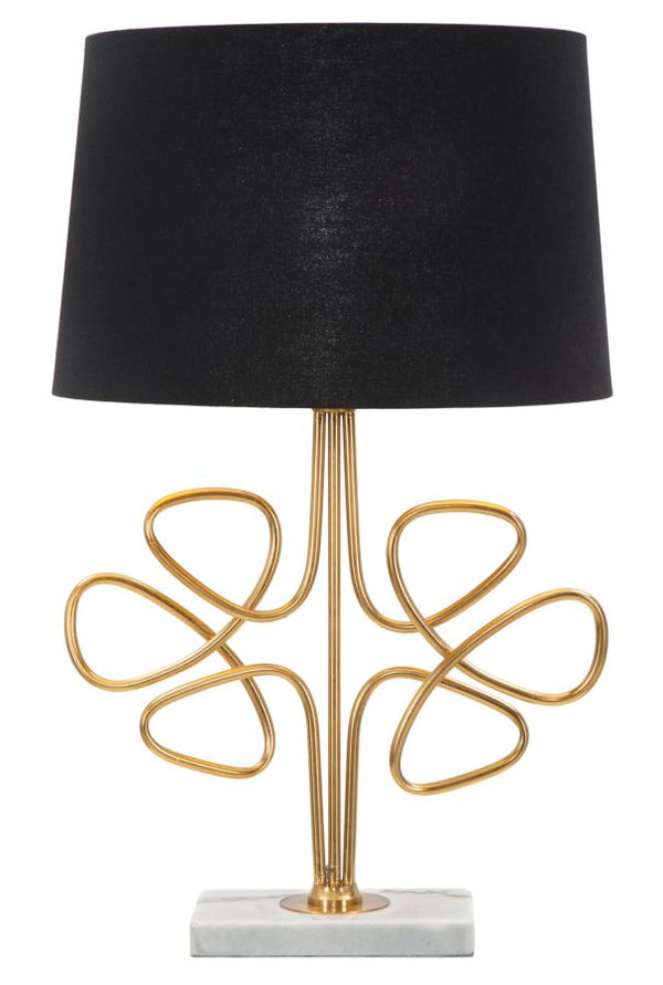 Lampada da Tavolo Glam Roudy Ø39x65 cm in Ferro Plastica e Poliestere Nero e Oro sconto