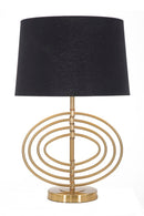Lampada da Tavolo Glam Fluy Ø40x60,5 cm in Ferro Plastica e Poliestere Nero e Oro-1