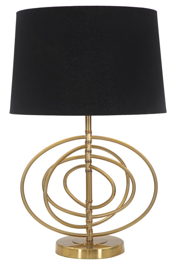 Lampada da Tavolo Glam Fluy Ø40x60,5 cm in Ferro Plastica e Poliestere Nero e Oro-2