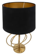 Lampada da Tavolo Glam Fluy Ø40x60,5 cm in Ferro Plastica e Poliestere Nero e Oro-4
