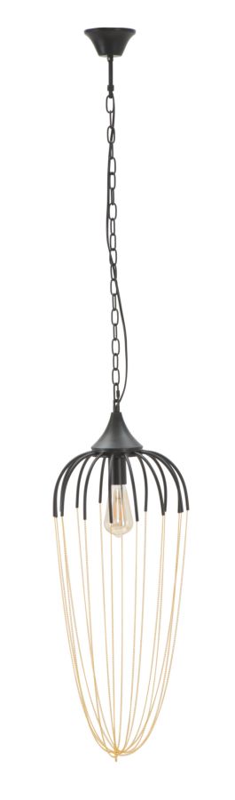 Lampadario Elegant Ø29x72 cm in Ferro Nero e Oro prezzo