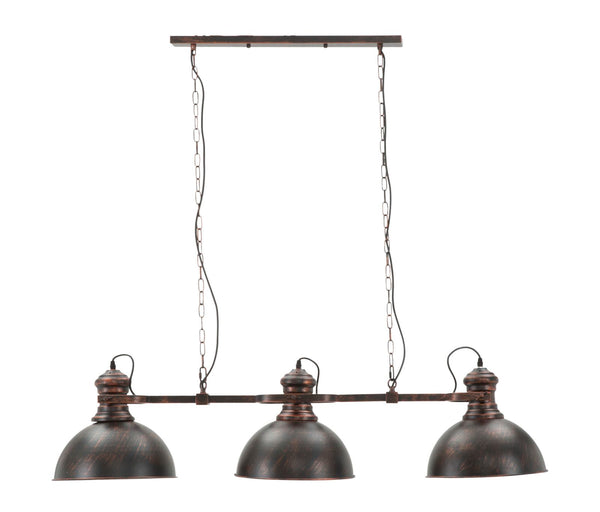 sconto Lampadario 3 Luci Industry 120x30x30 cm in Ferro Nero