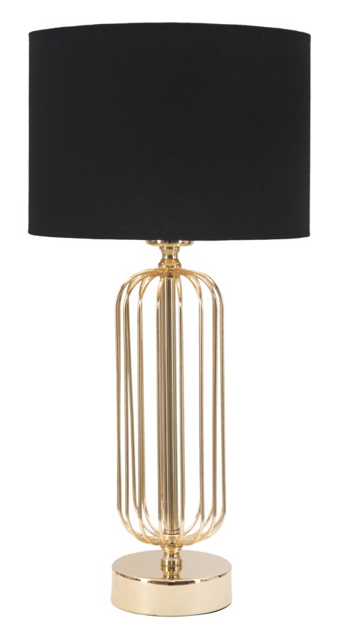 online Lampada da Tavolo Glam Towy Ø25x51 cm in Ferro e Tessuto Nero e Oro