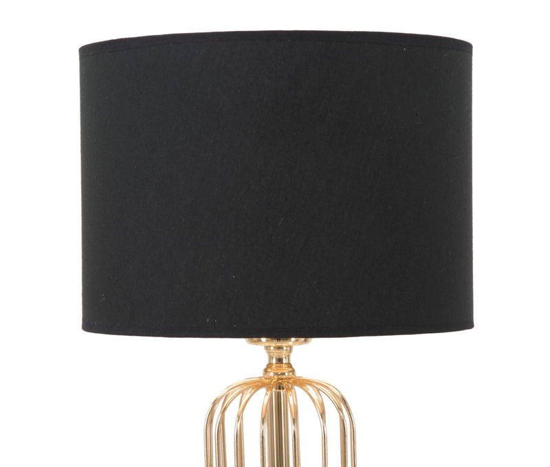 Lampada da Tavolo Glam Towy Ø25x51 cm in Ferro e Tessuto Nero e Oro-6