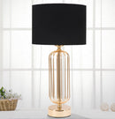 Lampada da Tavolo Glam Towy Ø25x51 cm in Ferro e Tessuto Nero e Oro-7