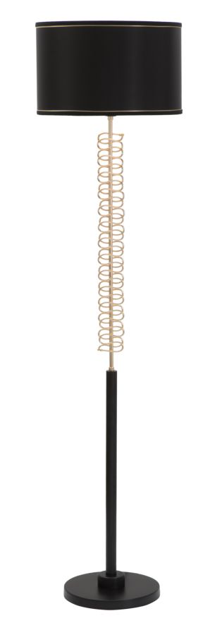 Lampada da Terra Twist Ø40x164 cm in Ferro PVC e Tessuto Nero e Oro-1