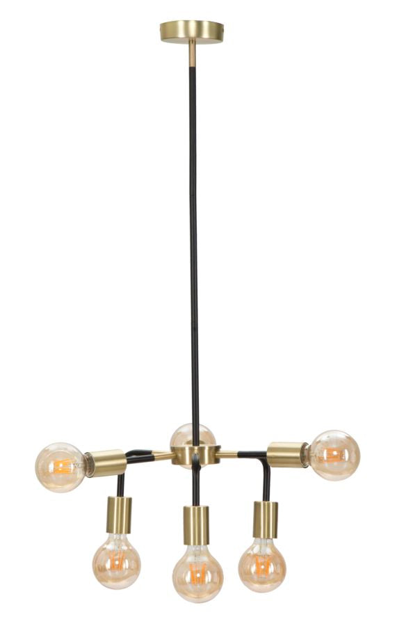 Lampadario Darky Ø37x81 cm in Ferro Oro e Nero-1