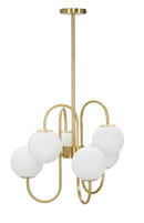 Lampadario Glamy 6 Luci Ø54x85 cm in Ferro e Vetro Oro e Bianco-1