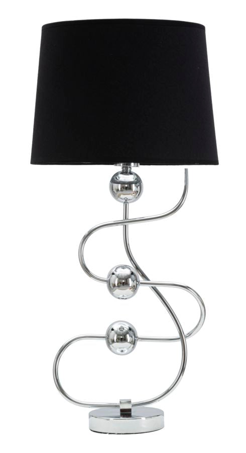 sconto Lampada da Tavolo Argento Ball Ø33x67 cm in Ferro PVC e Tessuto Argento e Nero