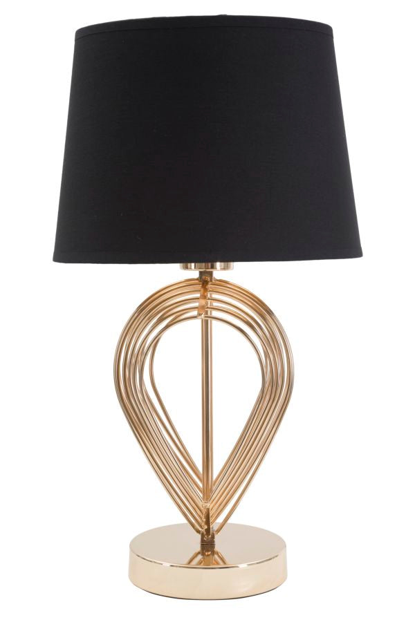 Lampada da Tavolo Maxt Ø24x44 cm in Ferro Carta e Tessuto Oro e Nero-1