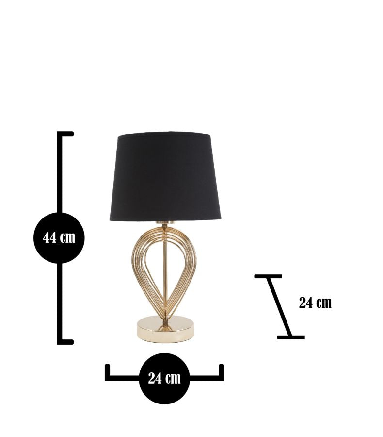 Lampada da Tavolo Maxt Ø24x44 cm in Ferro Carta e Tessuto Oro e Nero-6