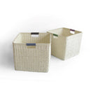 Set 2 Cestini in rattan naturale con manici quadro -1