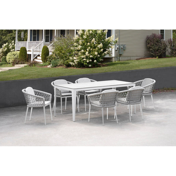 online Set Tavolo Rettangolo e 6 Sedie da Giardino in Alluminio Venus Dining 180 Bianco